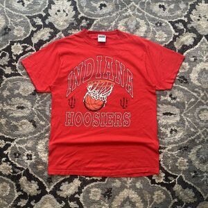 Vintage 90s tultex Indiana Hoosiers baskeball graphic mens red t-shirt size L